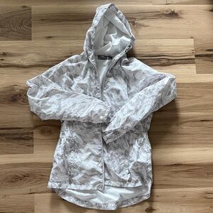 Women's White Camouflage Hooded Rain Jacket